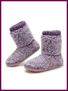 Fuzzy Plush Boot Slippers Fleece Lined Non Slip Indoor